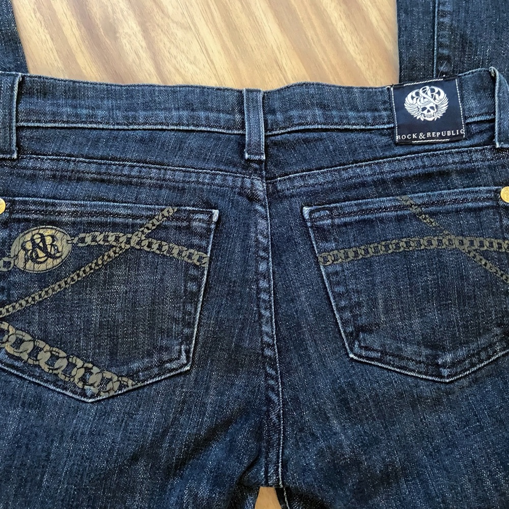 Rock & Republic dark wash low rise boot cut jeans